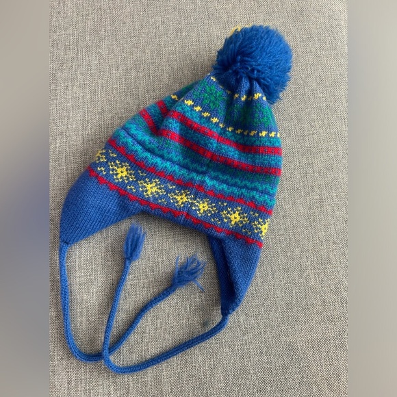 Vintage Marceau Sports 100% Wool Beanie Hat Pompom Blue - Picture 2 of 10